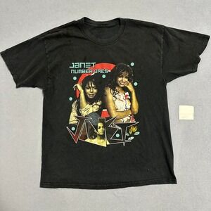 Janet Jackson Number Ones Tour T Shirt 2011 Up Close Personal Black Mens Size M